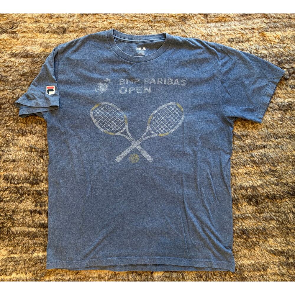 Men’s large Fila BNP Paribas Fila T shirt Indian Wells blue vintage Fila